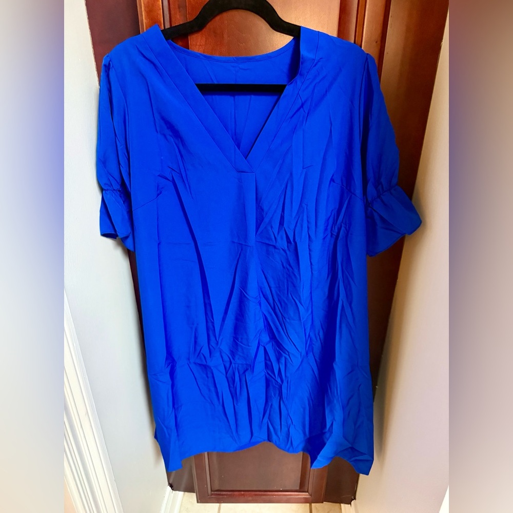 NWOT (never worn) Shein Curve Blue V-Neck Sheath Dress - 0XL (US 12)